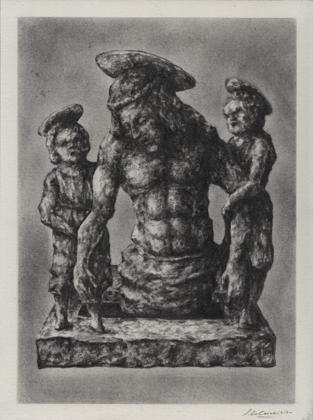 D'après Cristo morto sorretto da due angeli de Giovanni Bellini N/B