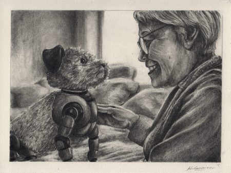 ROBOT CHIEN ET FEMME AGÉE
